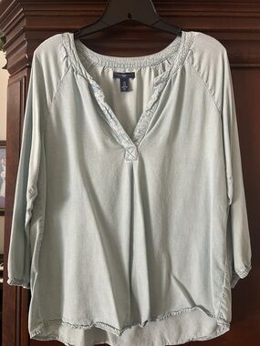GAP Pale Blue Relaxed V-Neck Tunic Top